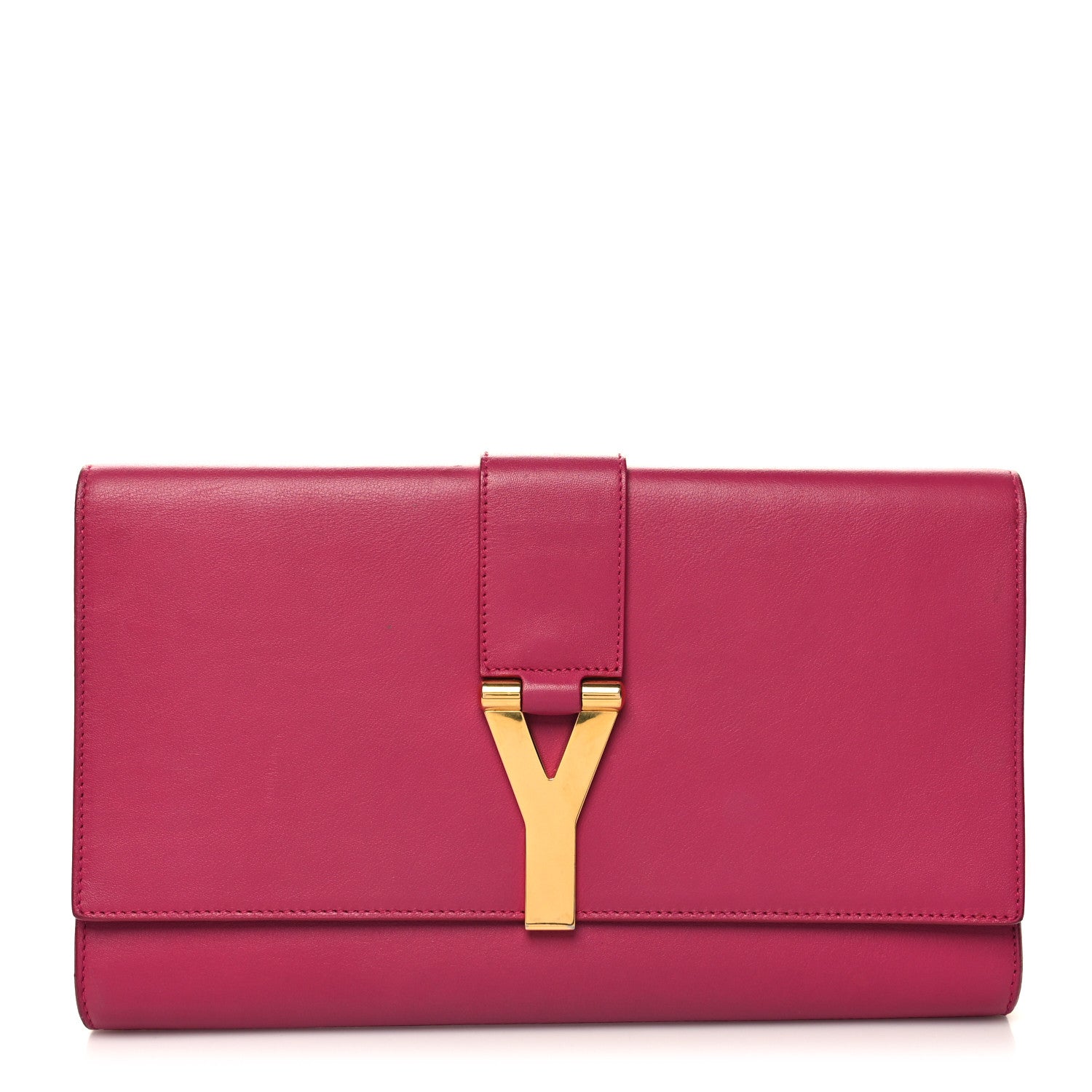 Saint Laurent Calfskin Classic Y Ligne Clutch Fuchsia 1 of 12