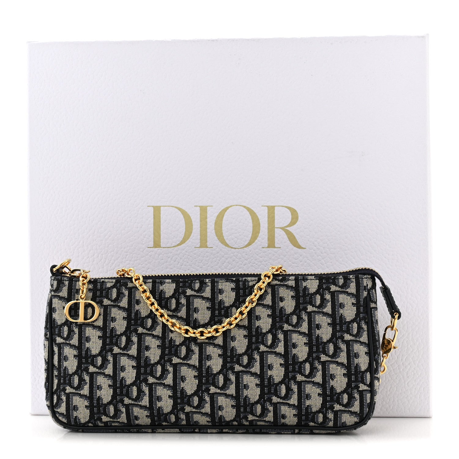 Christian Dior Oblique 30 Montaigne Pouch With Chain Blue 11 of 11