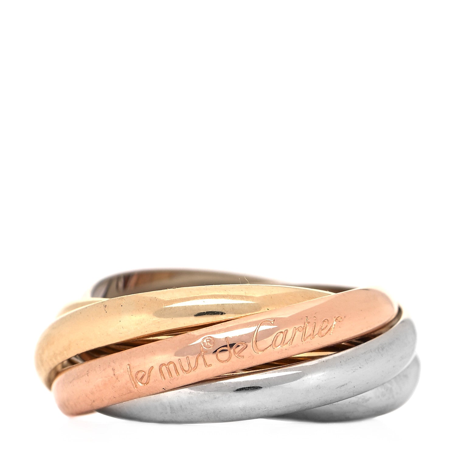 Cartier 18K Pink Yellow White Gold Five Band Les Must De Cartier Trinity Ring 52 6 1 of 10