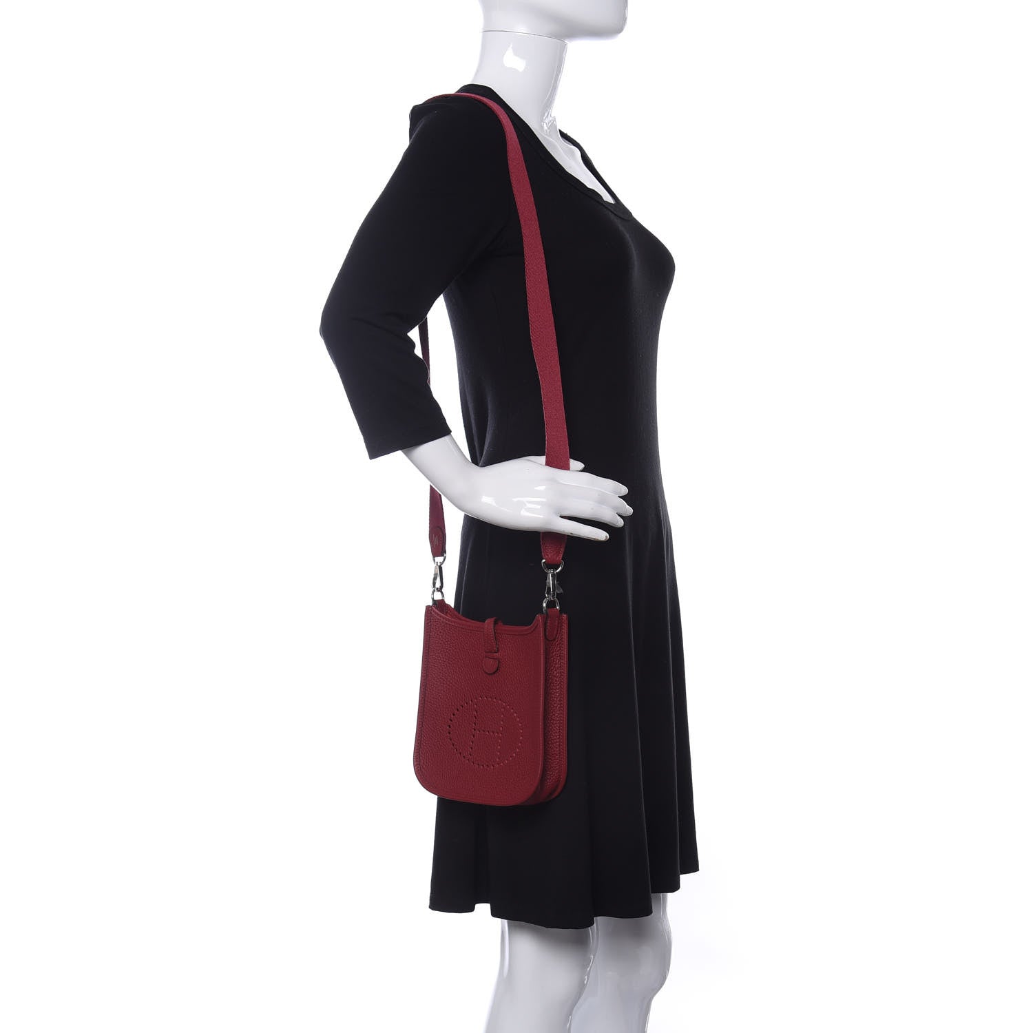 Hermes Taurillon Clemence Evelyne TPM Rouge Grenat 1 of 11