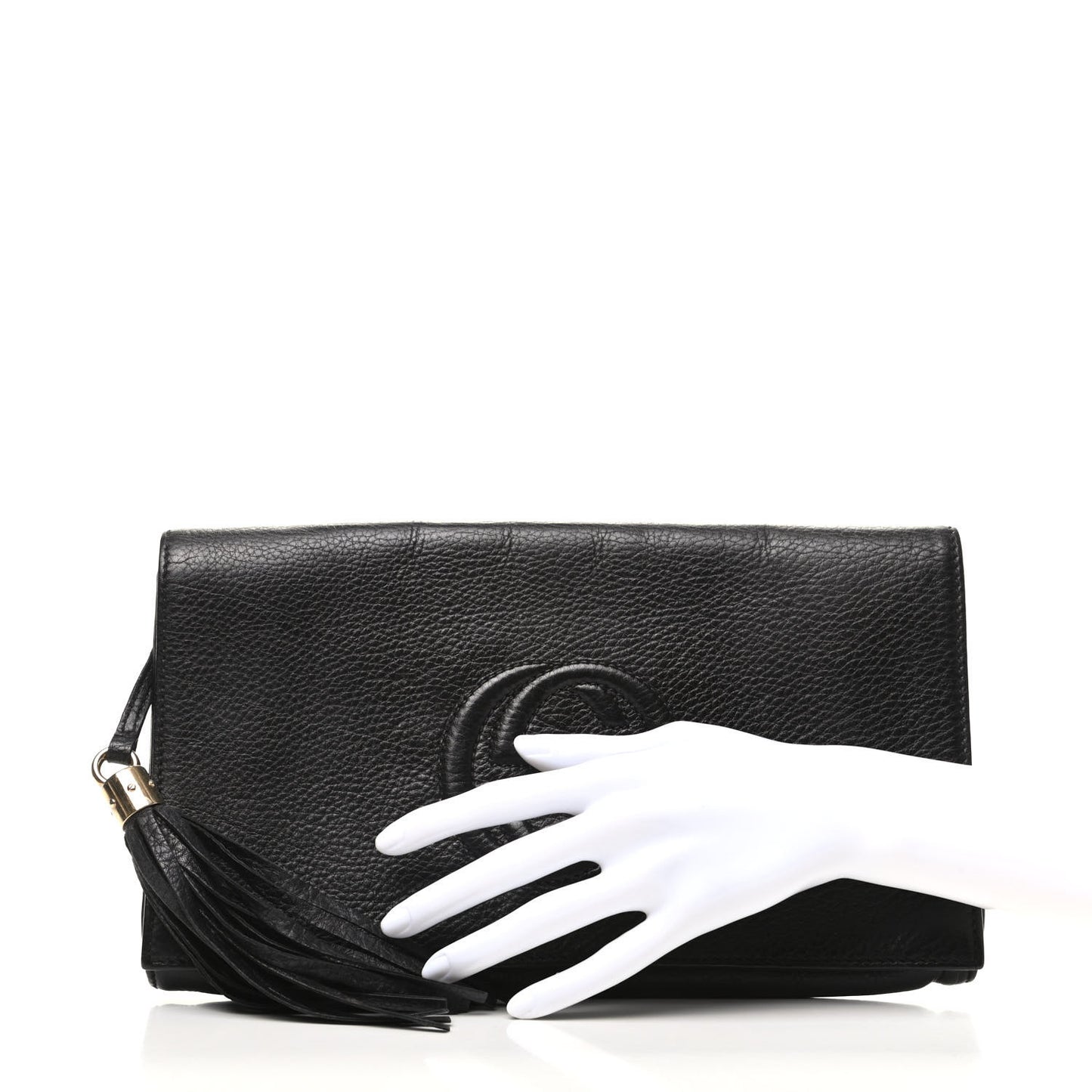 Pebbled Calfskin Medium Soho Clutch Black
