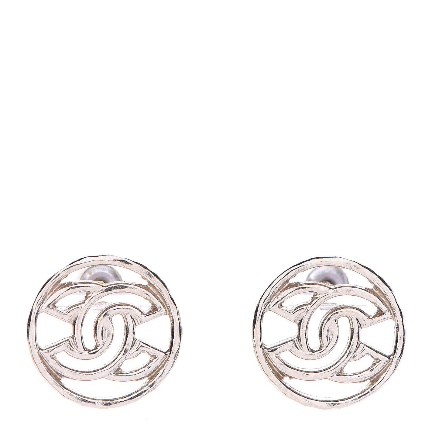 Metal CC Round Earrings Light Gold