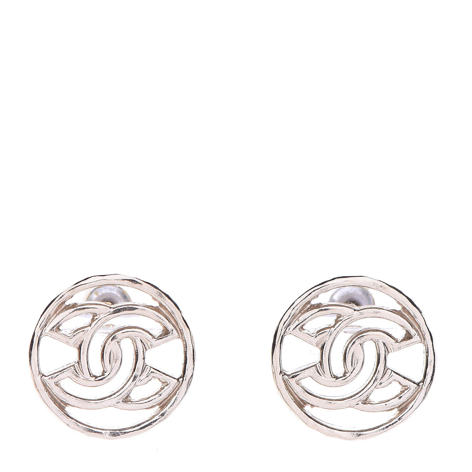 Chanel Metal CC Round Earrings Light Gold 1 of 5