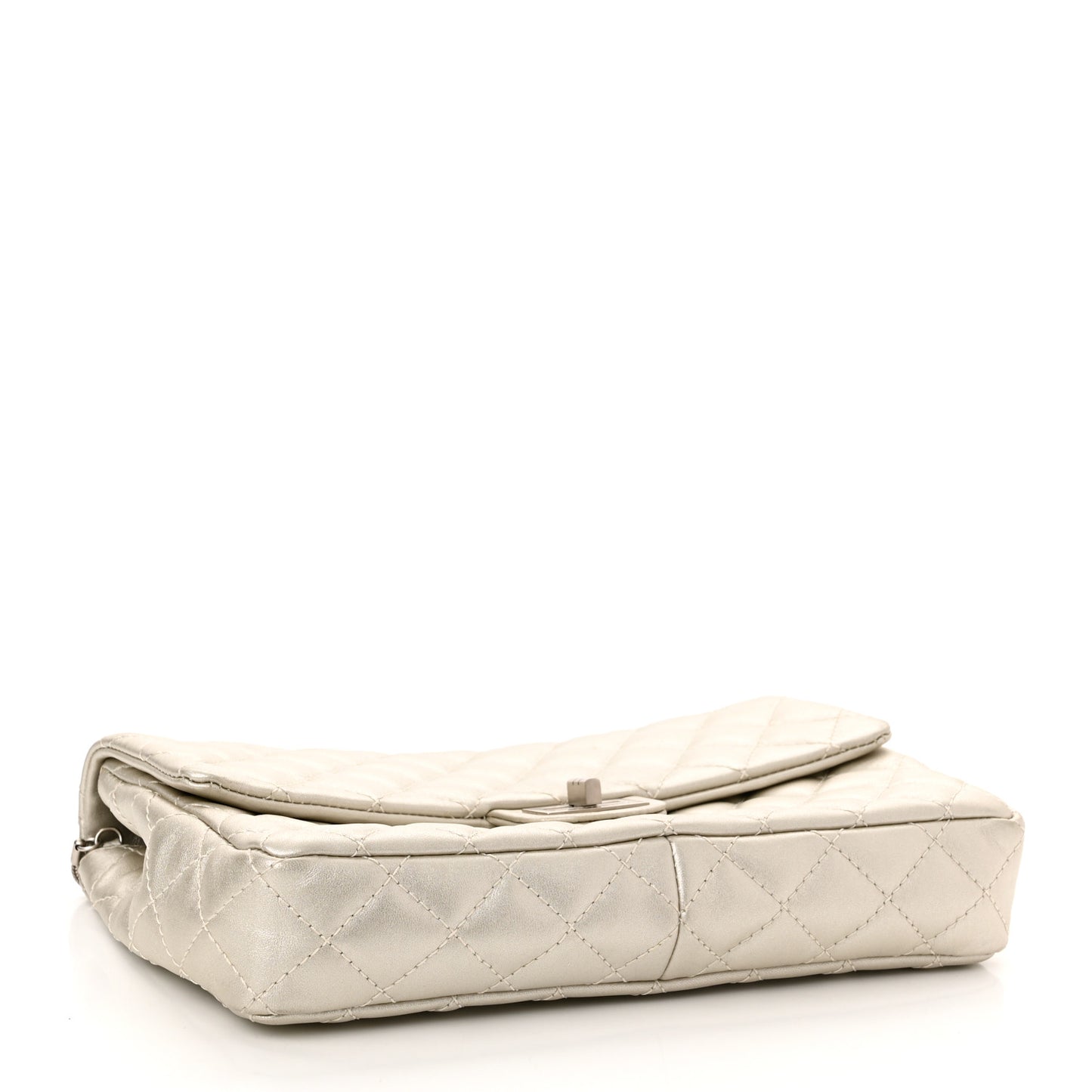 Metallic Calfskin Quilted 2.55 Reissue Clutch Silver
