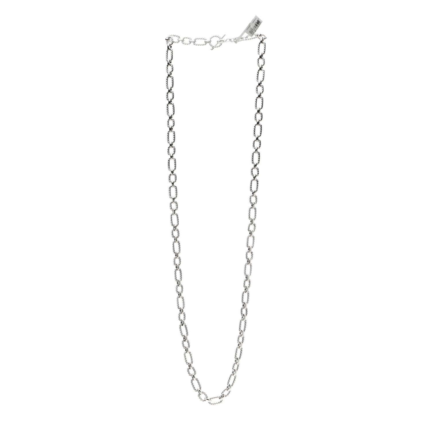David Yurman Sterling Silver Blue Sapphire 9.5mm Cushion Link Chain Necklace 3 of 4