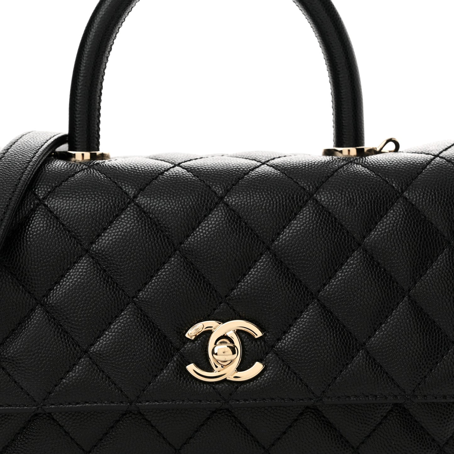 Caviar Quilted Mini Coco Handle Flap Black