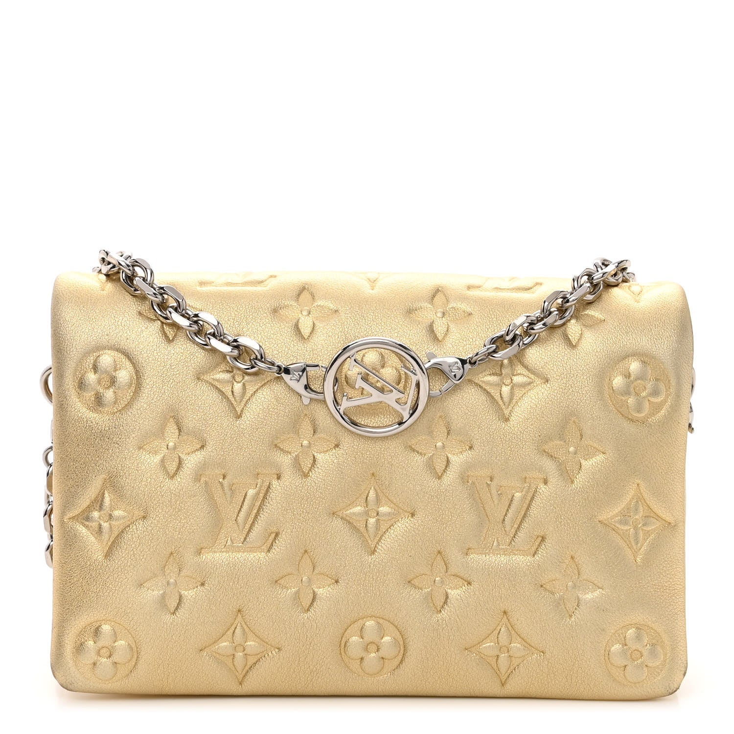 Louis Vuitton Metallic Lambskin Embossed Monogram Pochette Coussin Gold 1 of 10