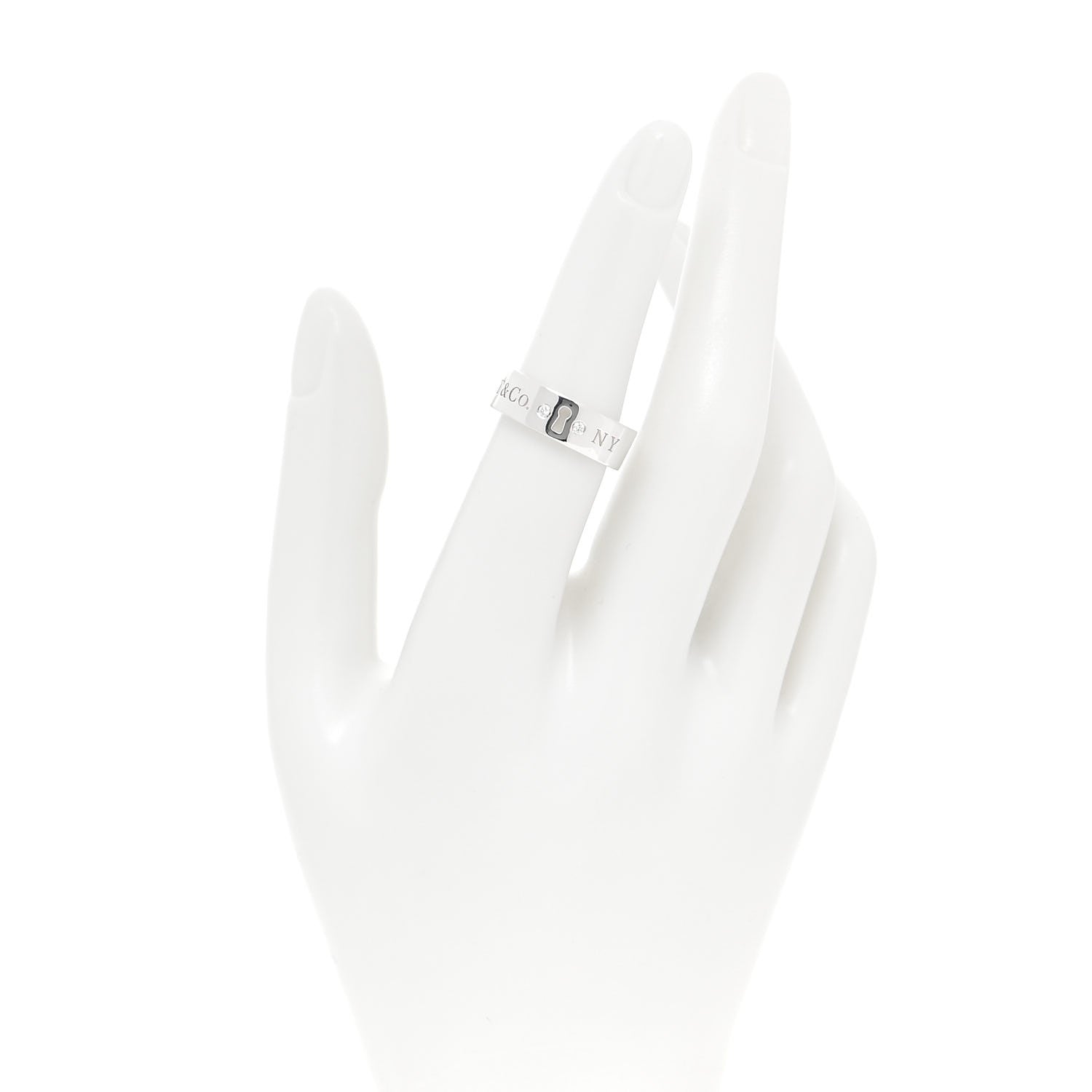 Tiffany Sterling Silver Diamond Locks Ring 53 6.5 2 of 4