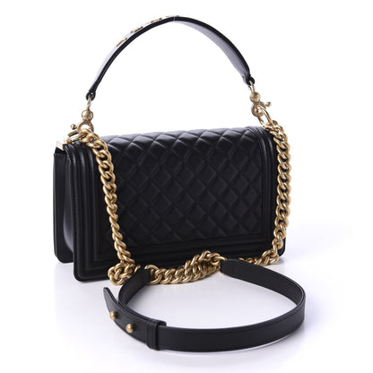 Chanel Calfskin Medium Boy Logo Top Handle Flap Black 2 of 11