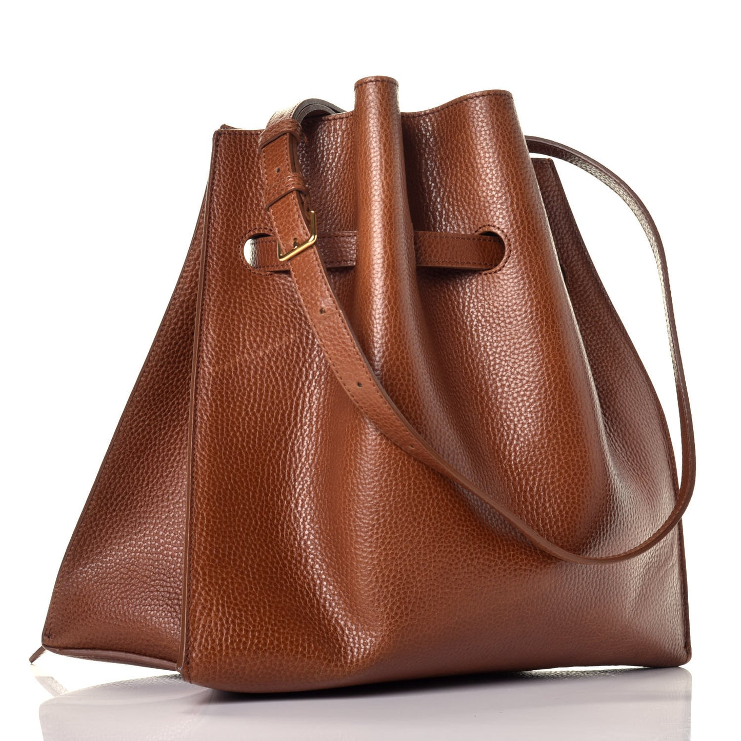 Grained Calfskin Small Tyndale Bucket Bag Oak