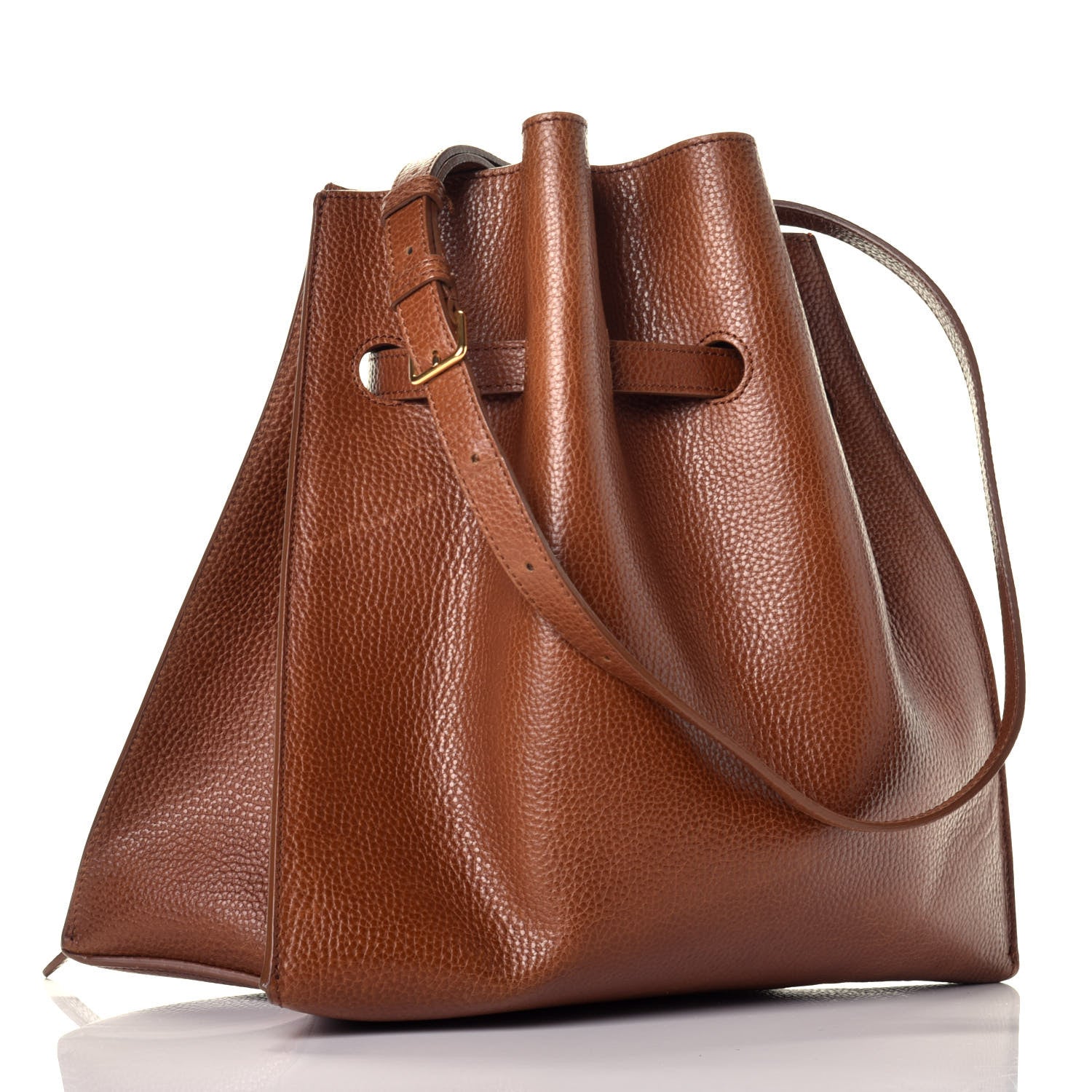 Mulberry Grained Calfskin Small Tyndale Bucket Bag Oak 3 of 9