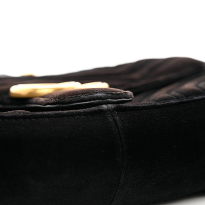 Gucci Velvet Matelasse Small GG Marmont Shoulder Bag Black 10 of 10