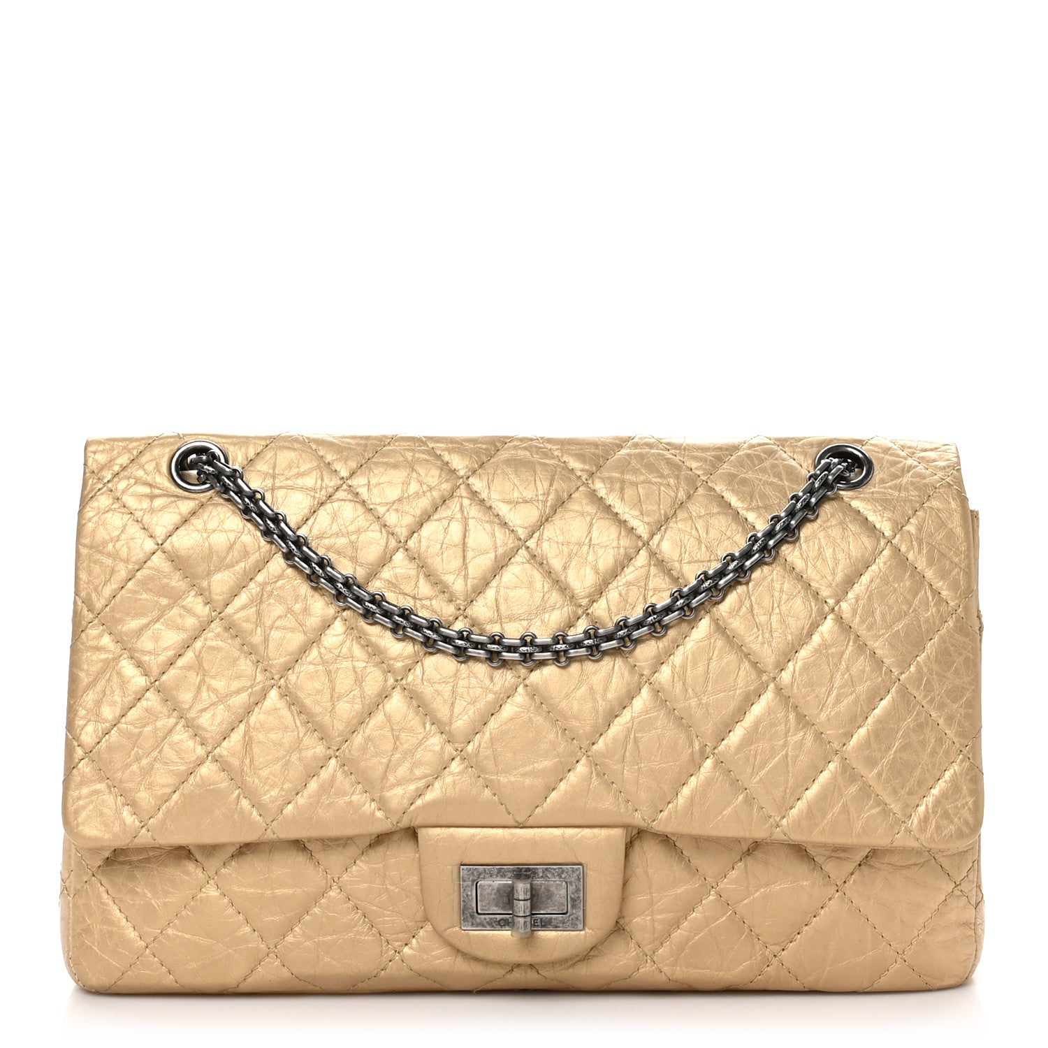 Chanel Metallic Aged Calfskin Quilted 2.55 Reissue 227 Flap Pale Gold 1 of 10