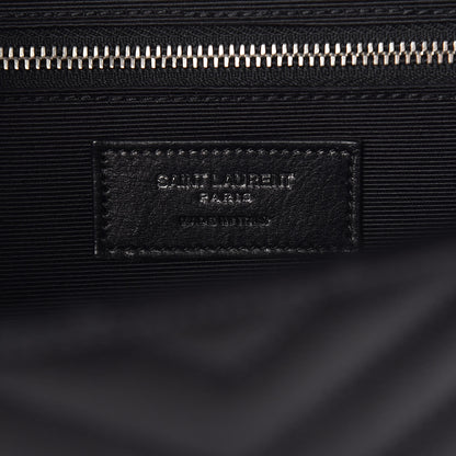 Saint Laurent Grain De Poudre Matelasse Chevron Large Monogram Satchel Black 7 of 9