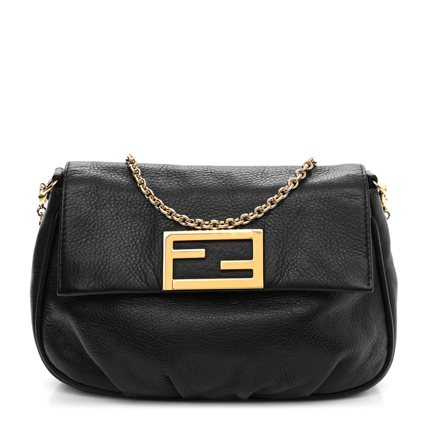 Vitello Flamingo Fendista Pouchette Crossbody Black