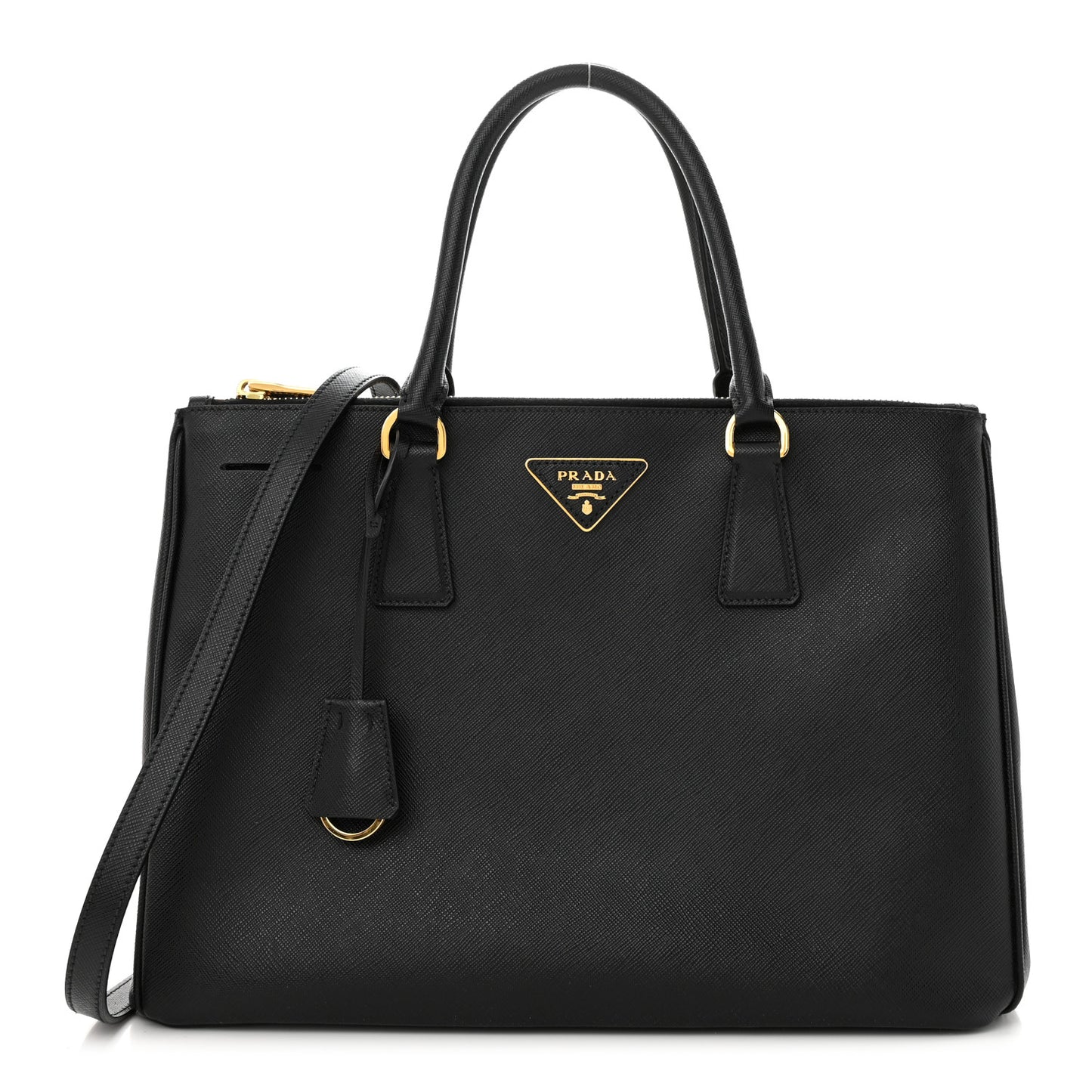 Saffiano Medium Galleria Double Zip Tote Black