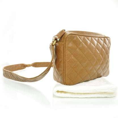 Chanel Caviar Shoulder Bag Cognac Brown 3 of 10