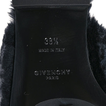 Givenchy Shearling 4G Logo Mule Slide Sandals 38.5 Black 6 of 8