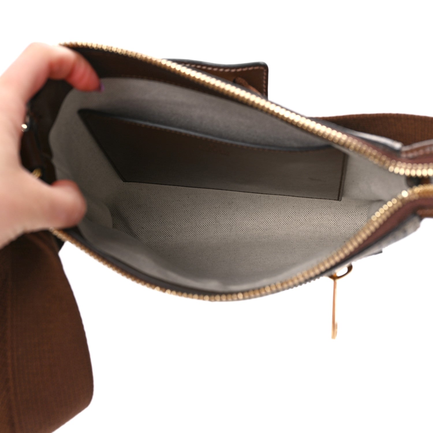Gucci GG Supreme Monogram Azalea Calfskin Retro Interlocking G Flat Messenger Bag Beige Ebony Brown Sugar 5 of 9