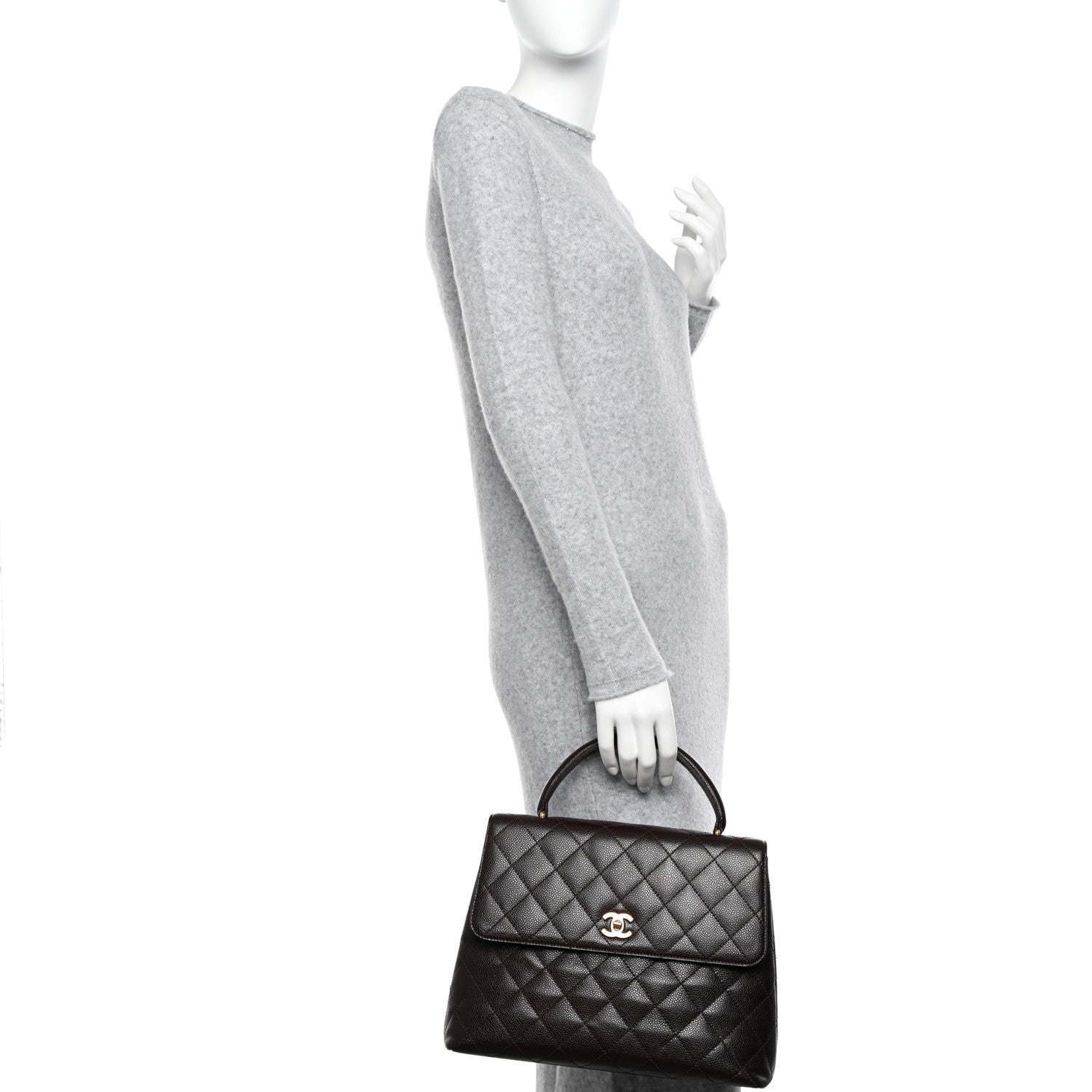 Chanel Caviar Quilted Jumbo Kelly Flap Brown 2 of 10