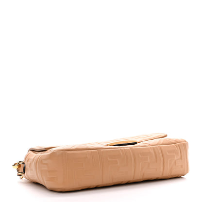 Fendi Nappa FF 1974 Embossed Baguette Miele Scuro 4 of 13
