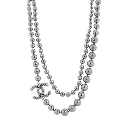 Chanel Ruthenium Beaded CC Long Necklace Black 1 of 5