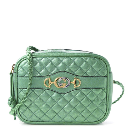 Gucci Laminated Nappa Trapuntata Mini Zumi Shoulder Bag Jasmine Green 1 of 9