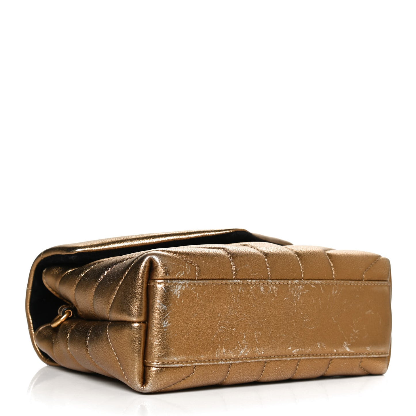Metallic Calfskin Y Quilted Monogram Toy Loulou Crossbody Bag Gold