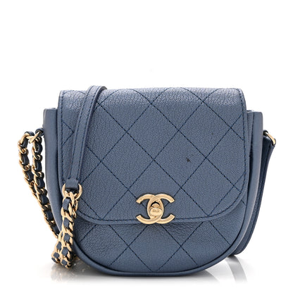 Chanel Goatskin Stitched Casual Trip Messenger Flap Blue 1 of 10