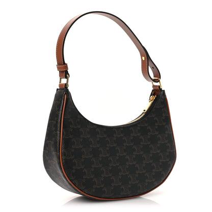 Celine Triomphe Canvas Calfskin Ava Shoulder Bag Tan 3 of 13