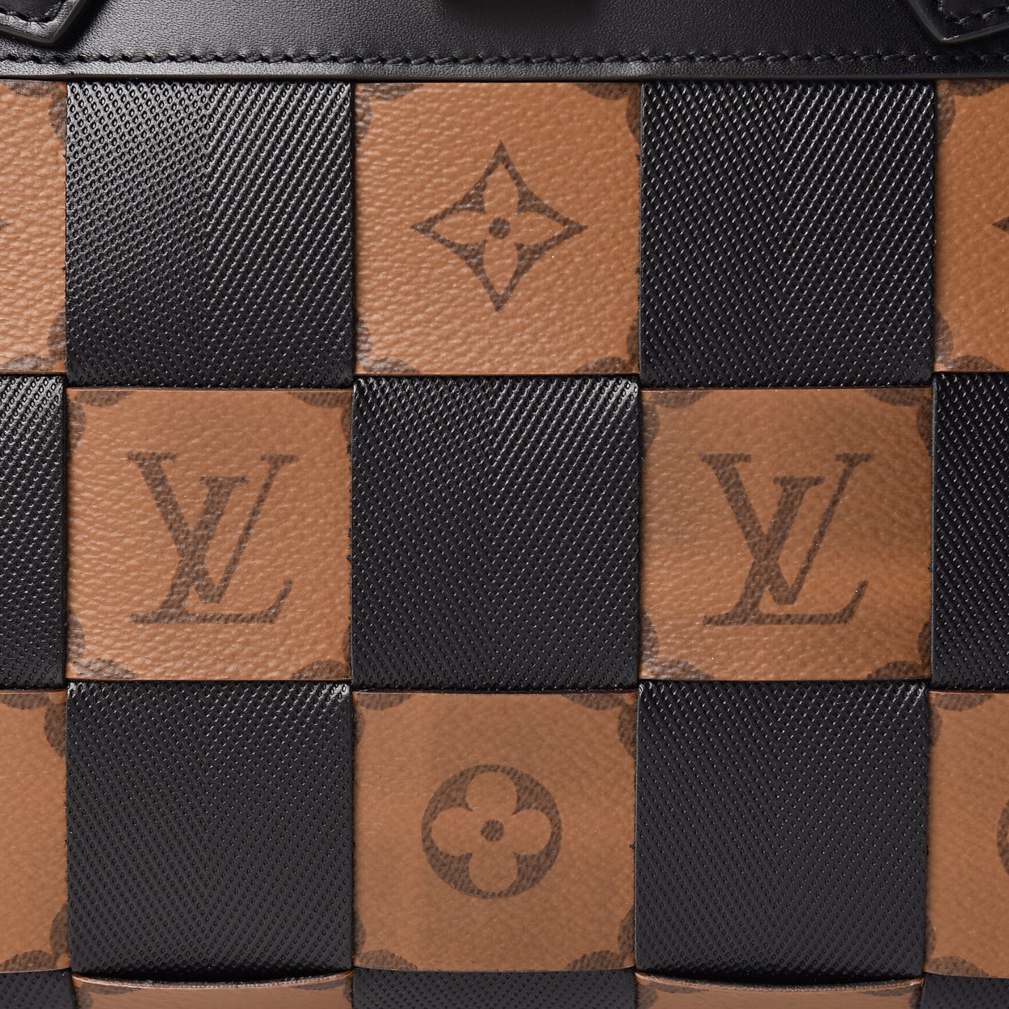 Calfskin Monogram Damier Tressage City Steamer PM Black