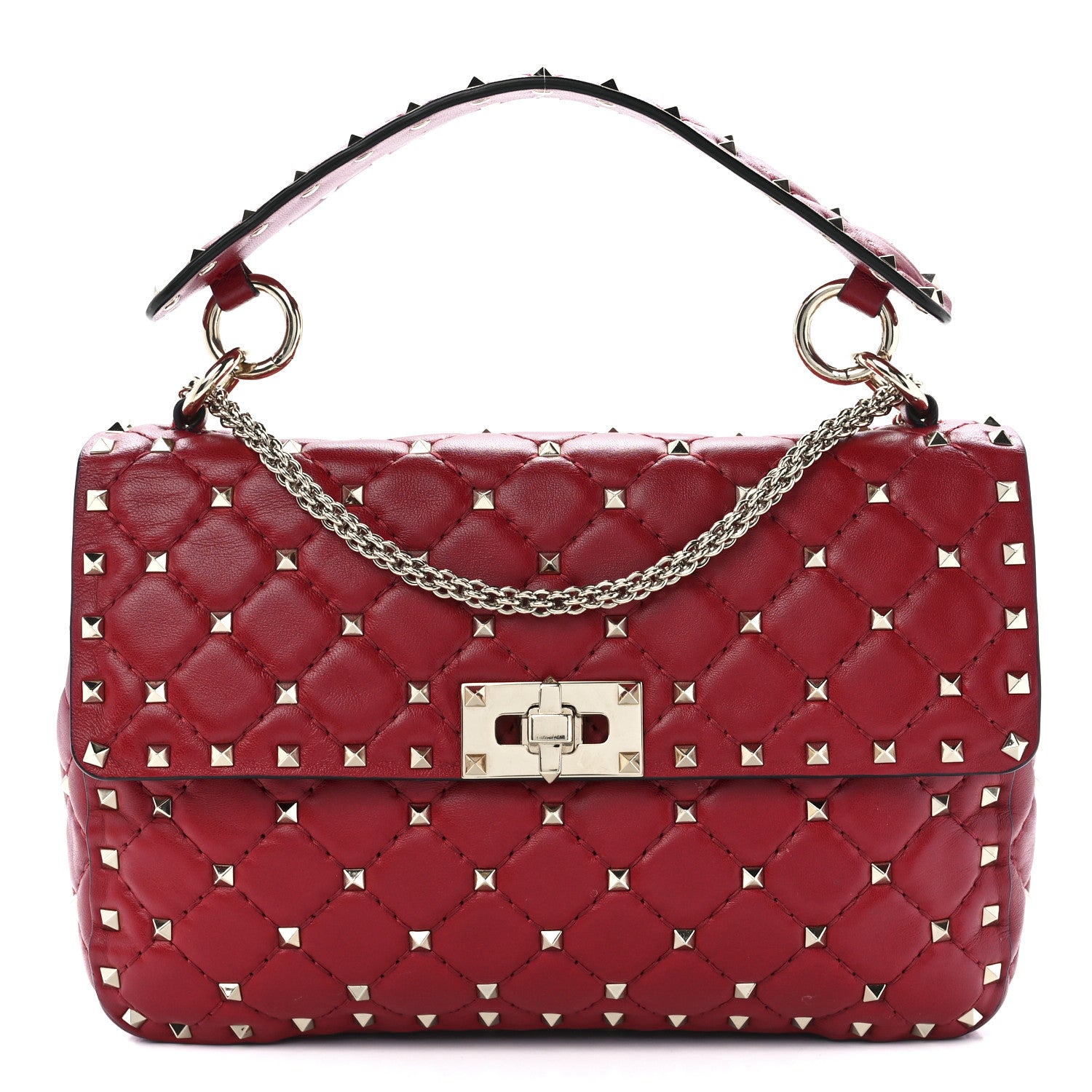 Valentino Garavani Nappa Medium Rockstud Spike Shoulder Bag Rosso Valentino 1 of 11