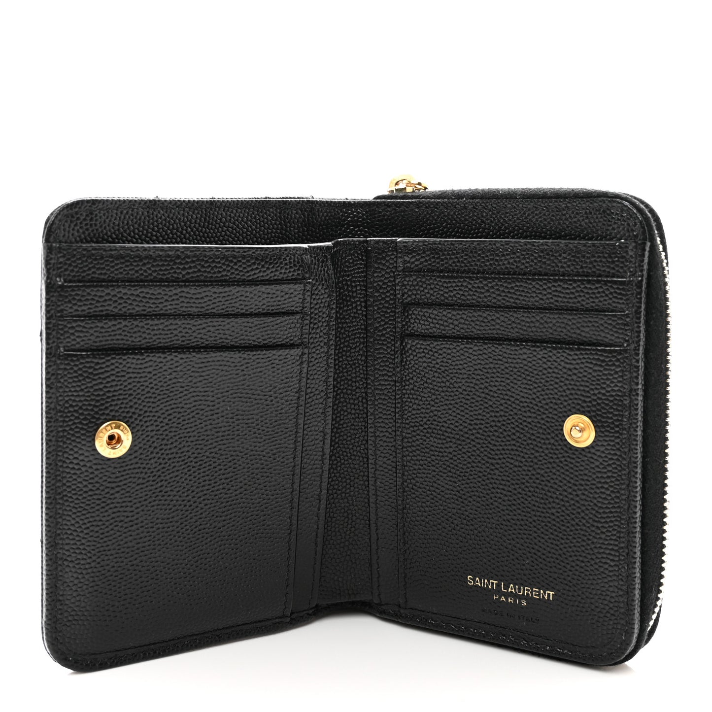 Grain De Poudre Matelasse Chevron Monogram Compact Zip Around Wallet Black