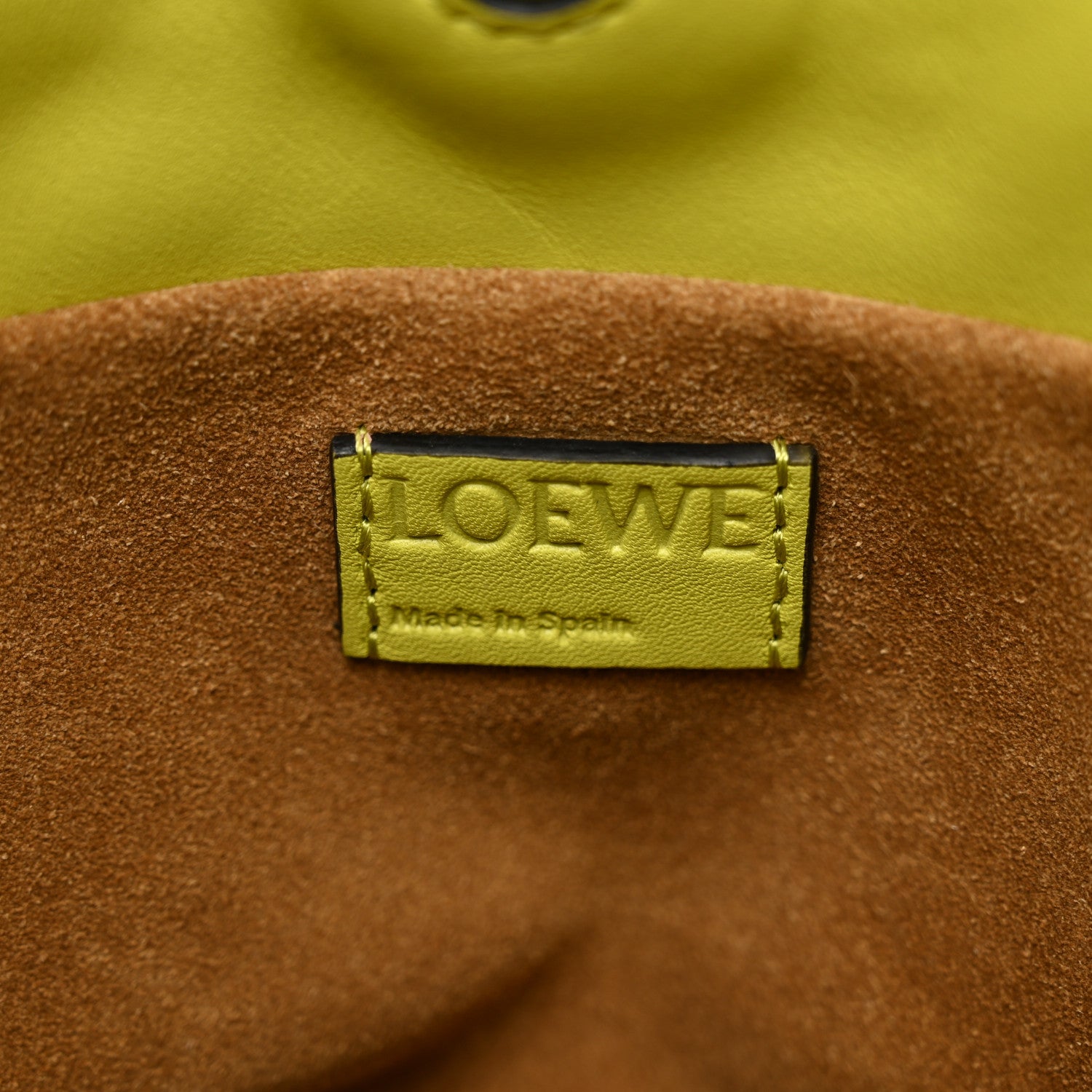 Loewe Calfskin Mini Flamenco Knot Clutch Lime Yellow 7 of 10