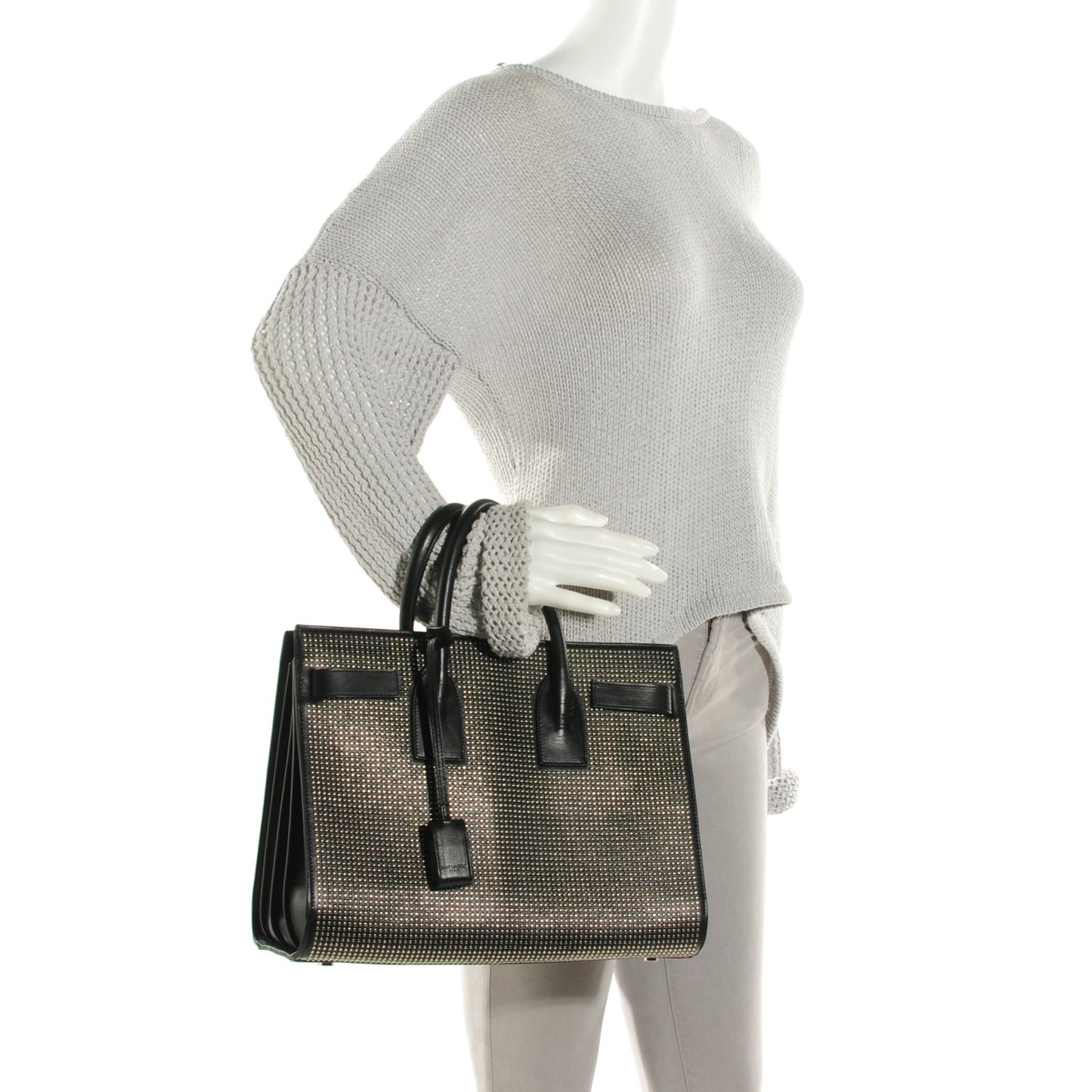 Calfskin Studded Small Sac De Jour Black