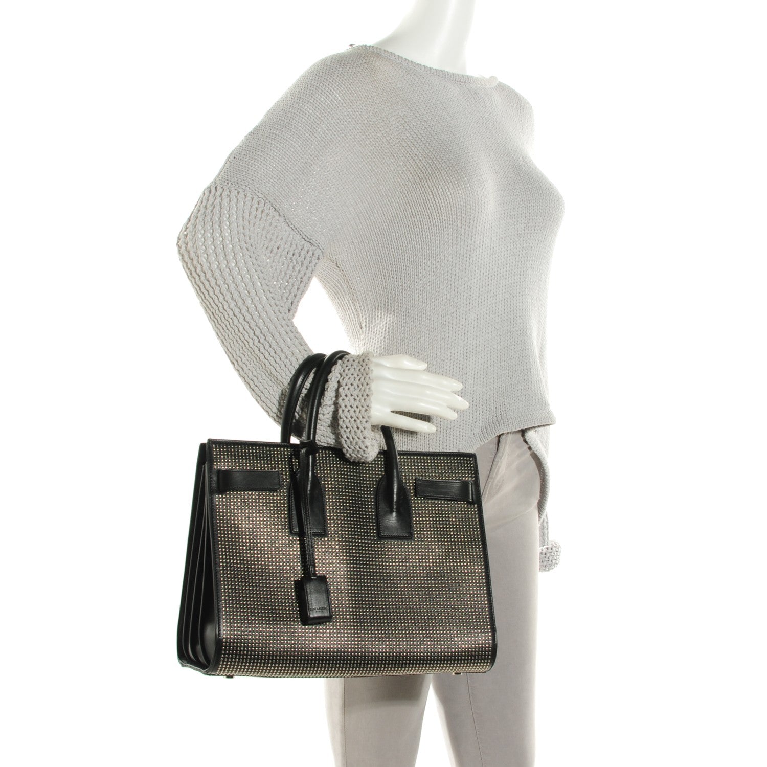 Saint Laurent Calfskin Studded Small Sac De Jour Black 2 of 9