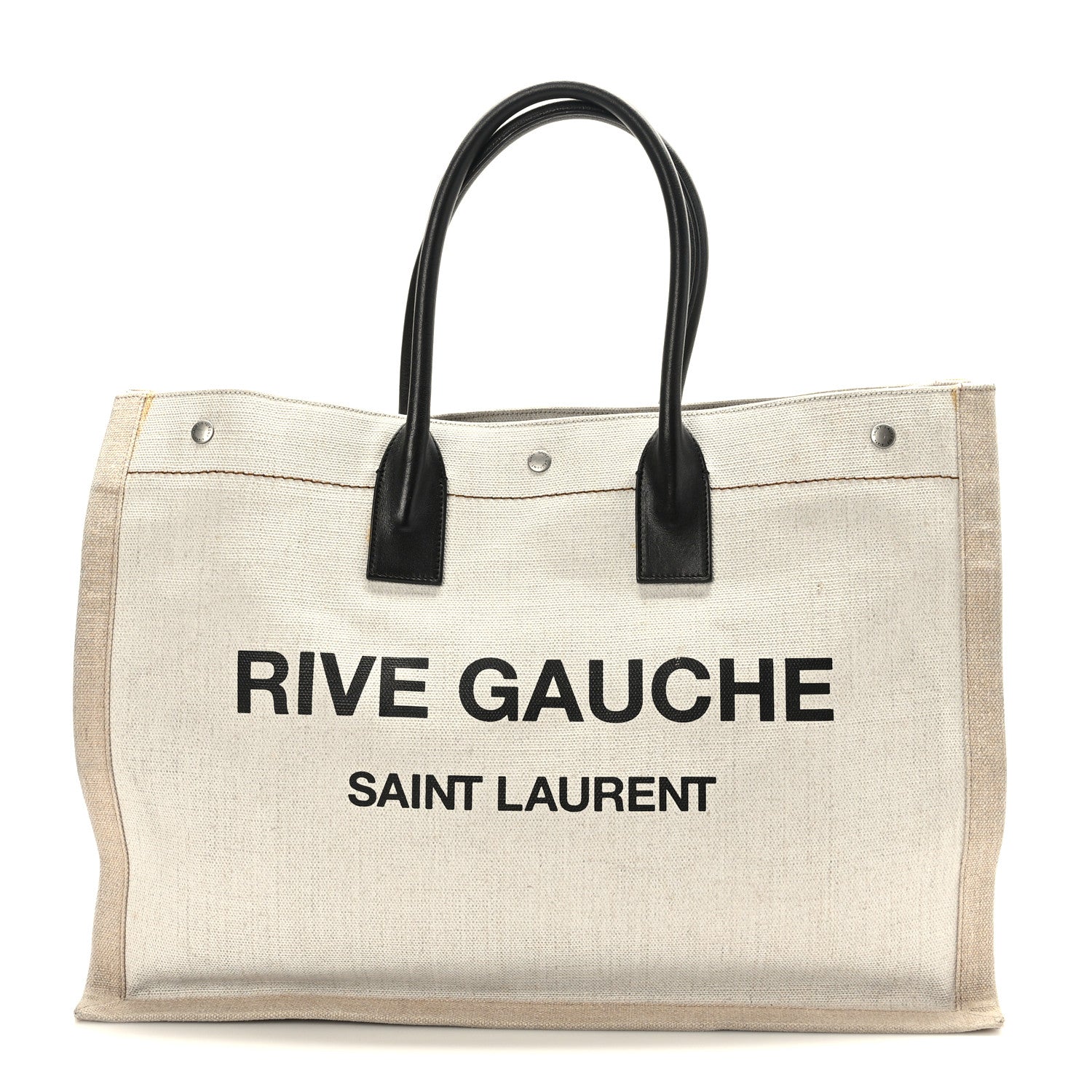 Saint Laurent Linen Calfskin Rive Gauche Tote Optic White 1 of 9