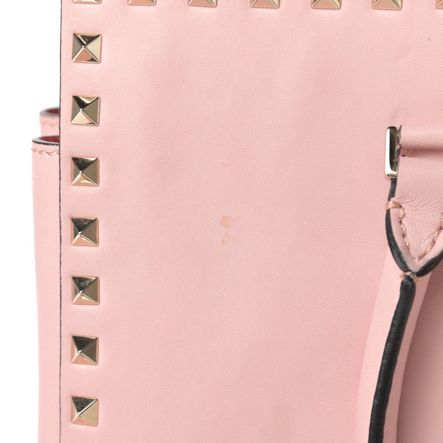 Vitello Small Rockstud Top Handle Tote Rose