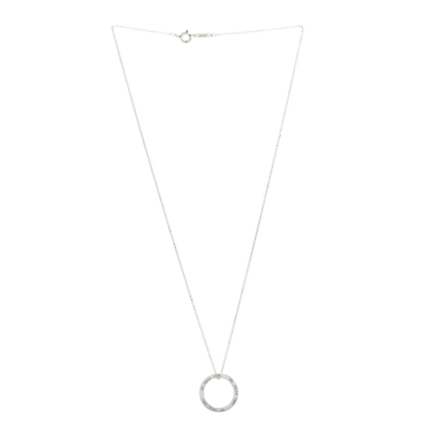 Tiffany Sterling Silver 1837 Circle Pendant Necklace 3 of 4