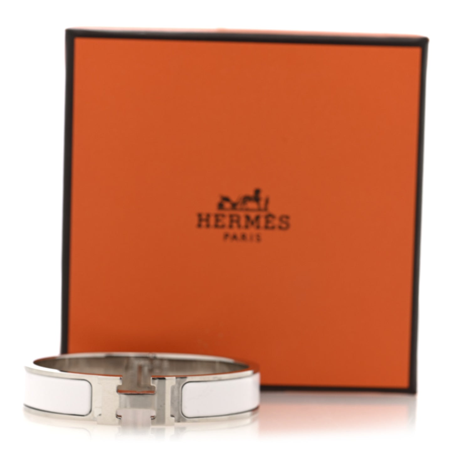 Enamel Narrow Clic Clac H Bracelet PM White