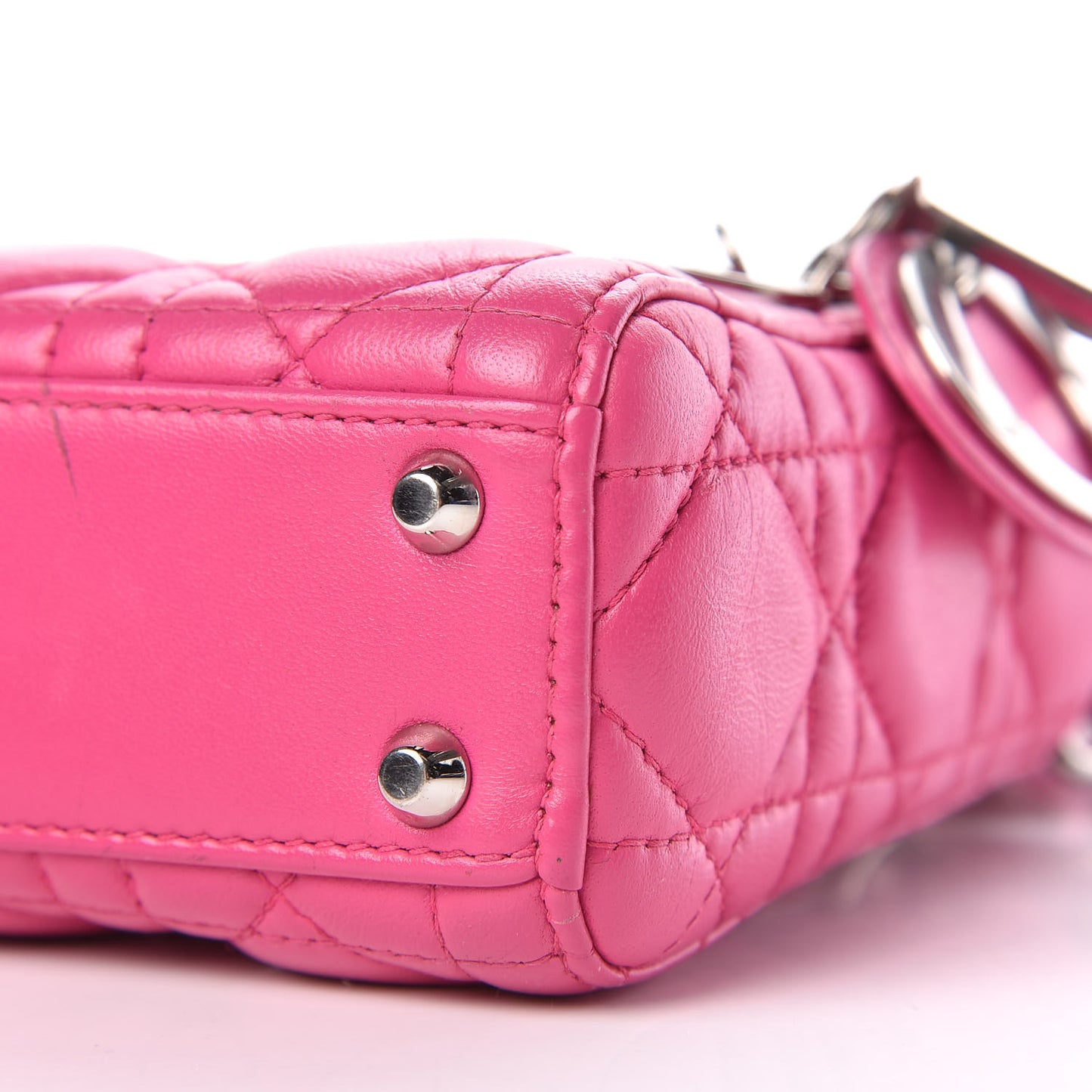 Lambskin Cannage Nano Lady Dior Fuchsia