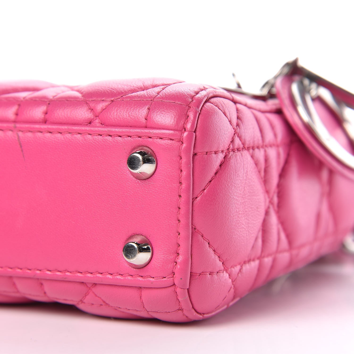 Christian Dior Lambskin Cannage Nano Lady Dior Fuchsia 6 of 11