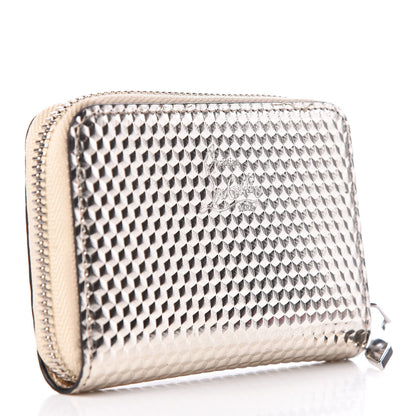 Christian Louboutin Metallic Glitter Spikes Panettone Coin Purse Silver 3 of 7