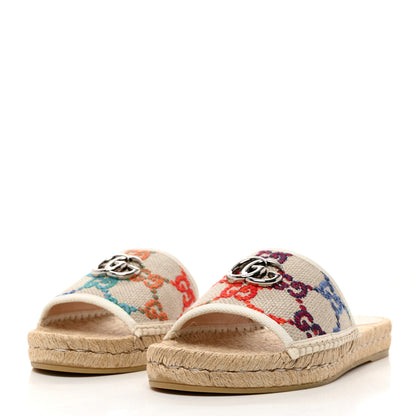 Gucci Linen Psychedelic Mini GG Monogram Slide Sandals 41 Multicolor 4 of 9