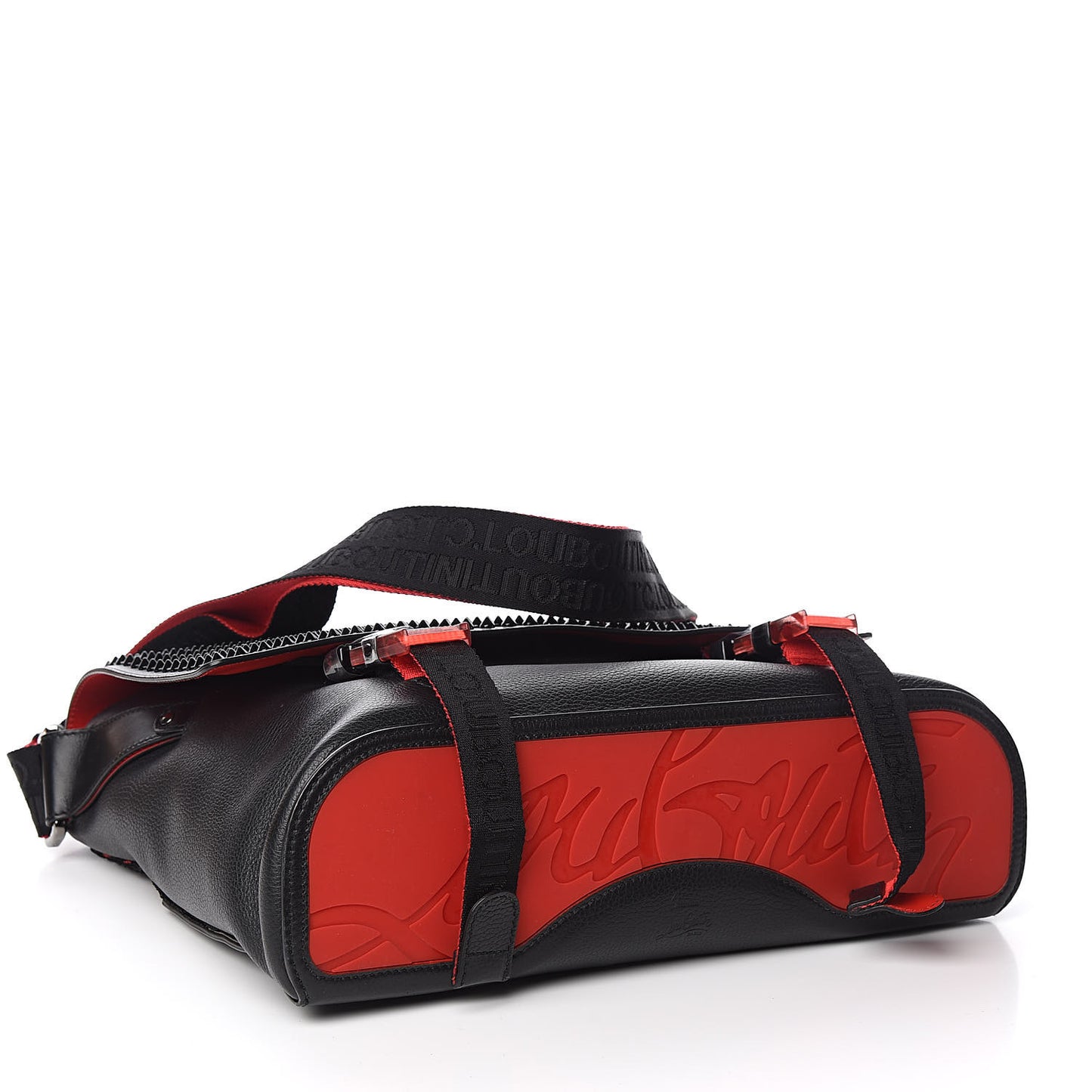 Calfskin Spikes Loubiclic Messenger Black