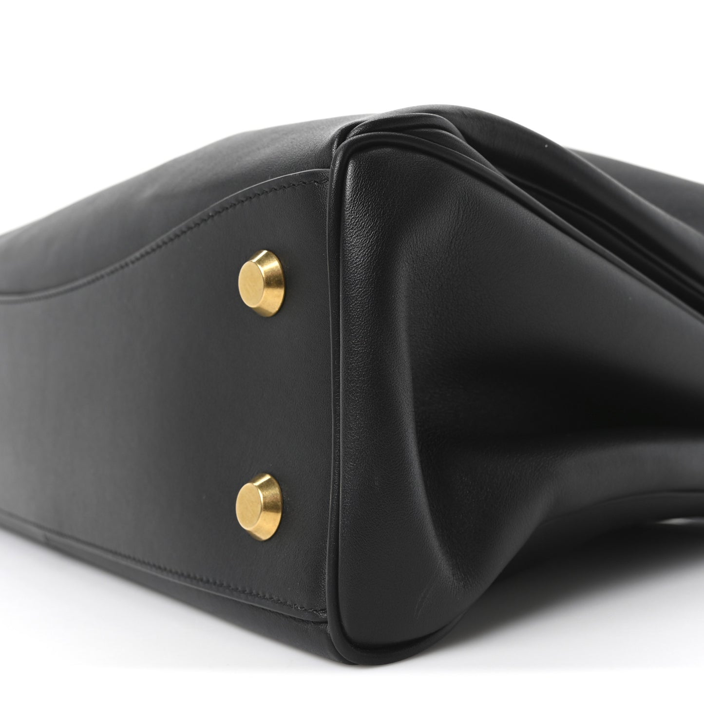 Natural Smooth Calfskin Medium Rodeo Top Handle Handbag Black