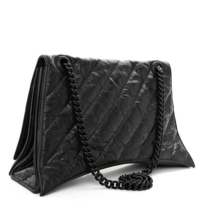 Balenciaga Crushed Calfskin Quilted Matte Black Hardware Large Crush Chain Bag Black 3 of 9