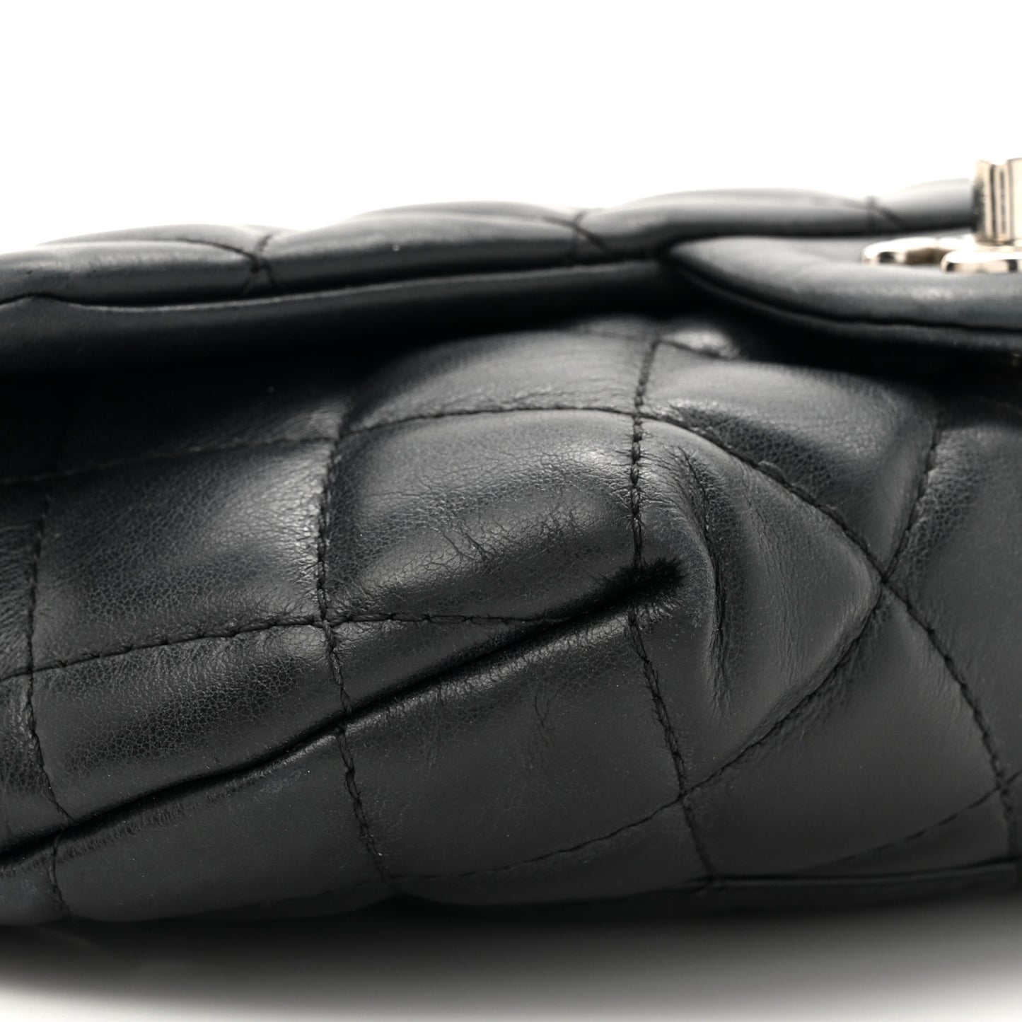 Calfskin Quilted CC Uniform Flap Belt Bag Black