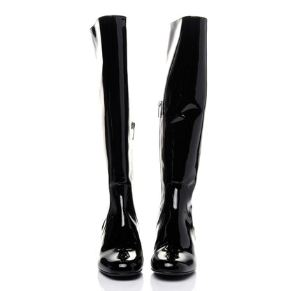 Saint Laurent Patent Knee High Boots 34.5 Black 2 of 11