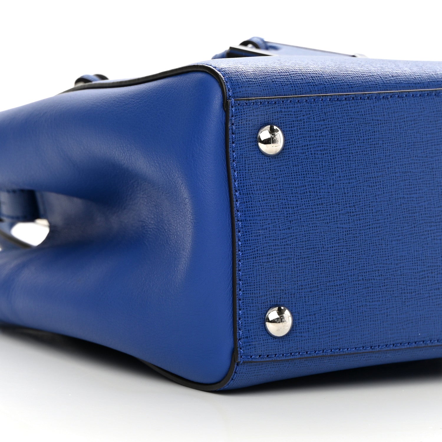 Fendi Vitello Elite Petite 2Jours Tote Blue Neon 9 of 10